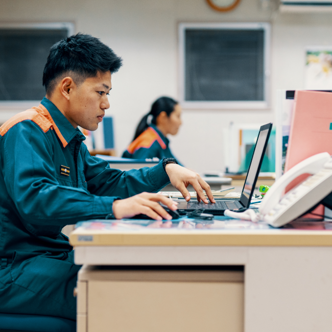 First responder using laptop