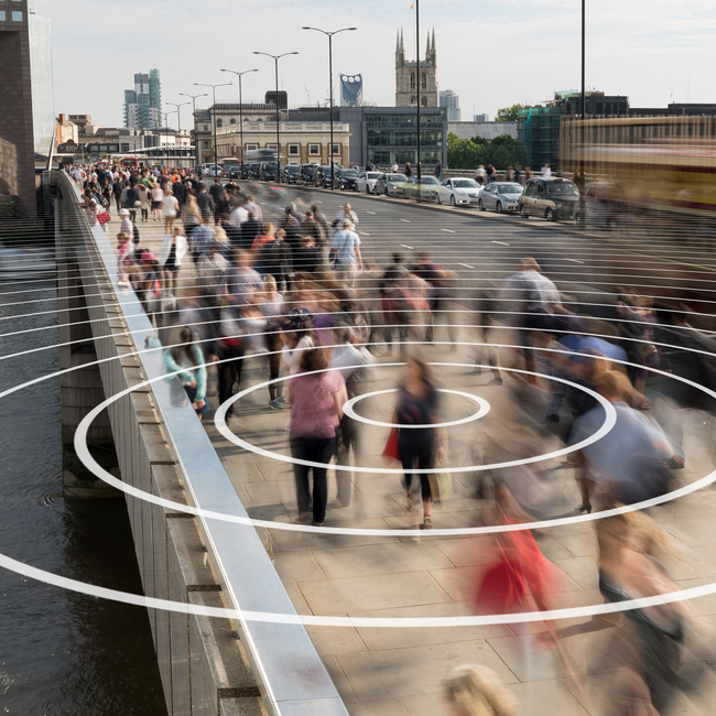 Phone Signal From A Person On A London Bridge.